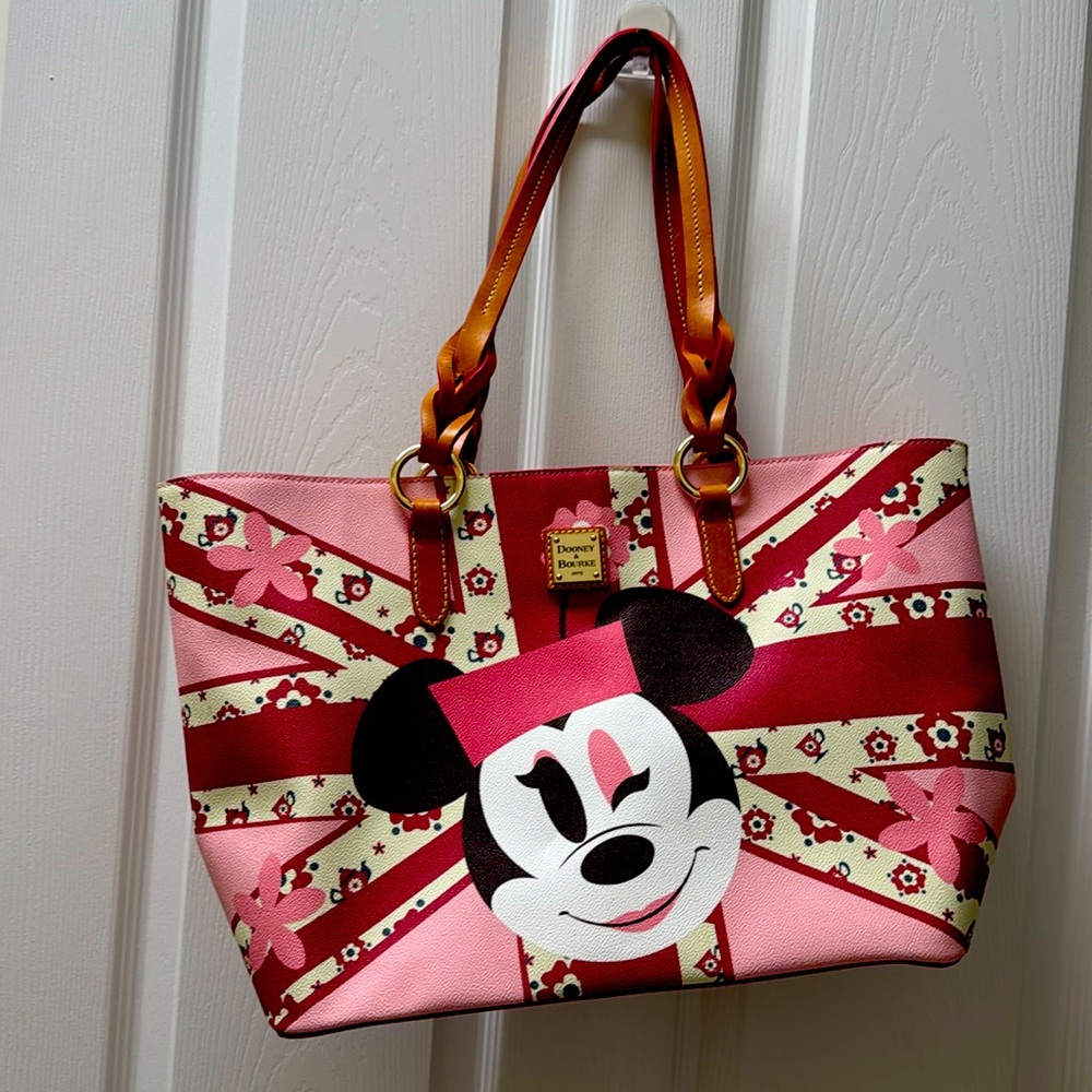Dooney and Bourke Epcot, United Kingdom, Minnie Mouse and  union jack large tote